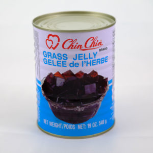 tin can containing grass jelly product