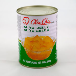 canned yellow aiyu jelly in a tin can